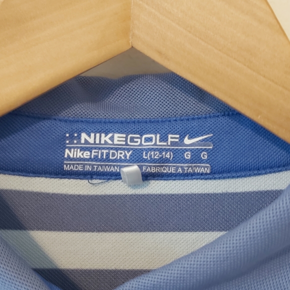 NIKE | Boys Striped Golf Polo Shirt Purple Blue Size Large (12-14) - Picture 4 of 9